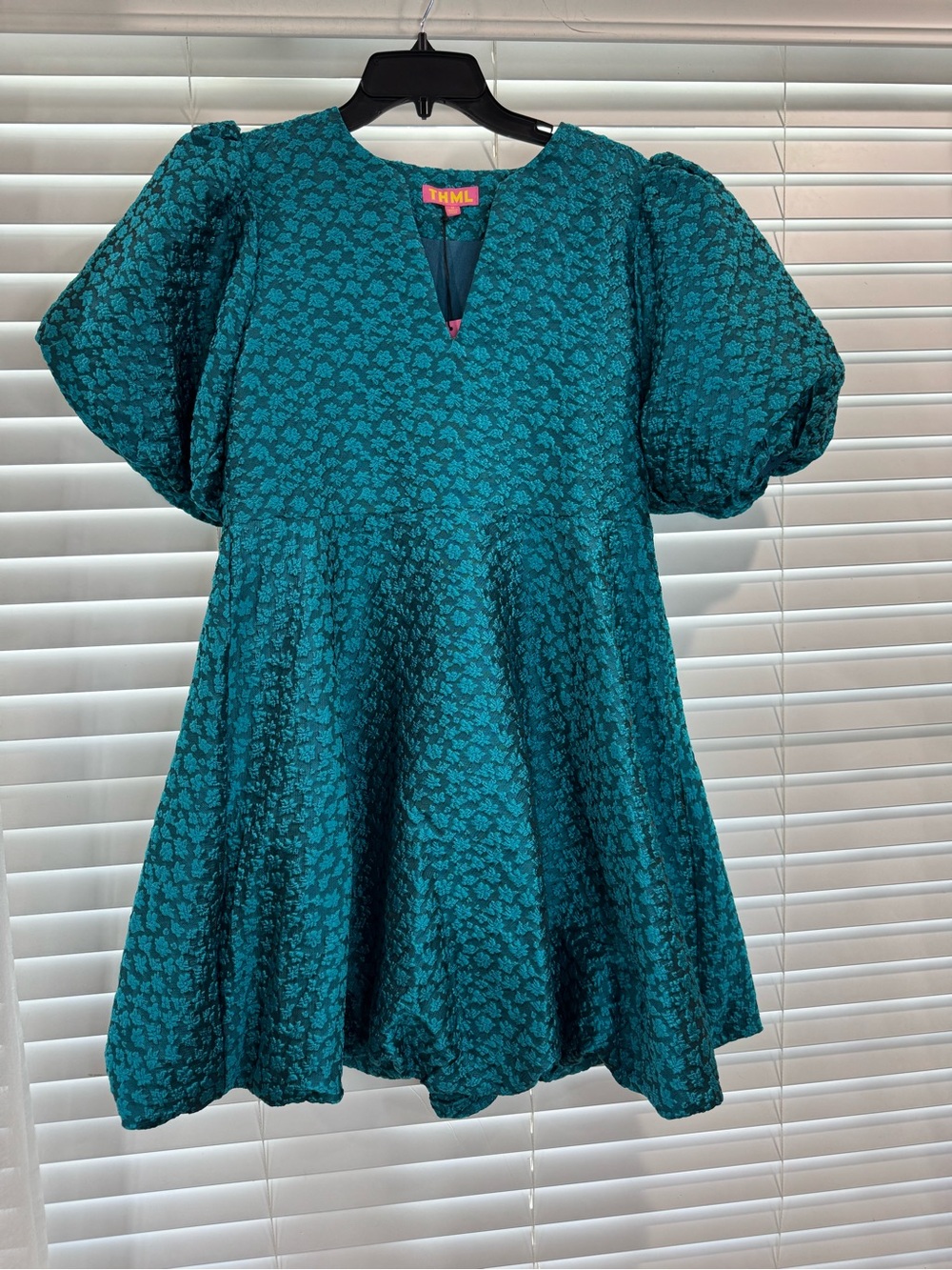 THML Teal Floral Textured Dress